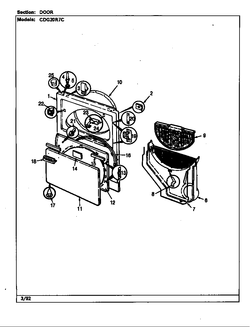 Crosley CDG20R7WC door diagram