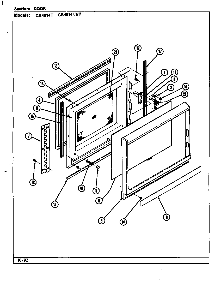 Crosley CR4614T door diagram
