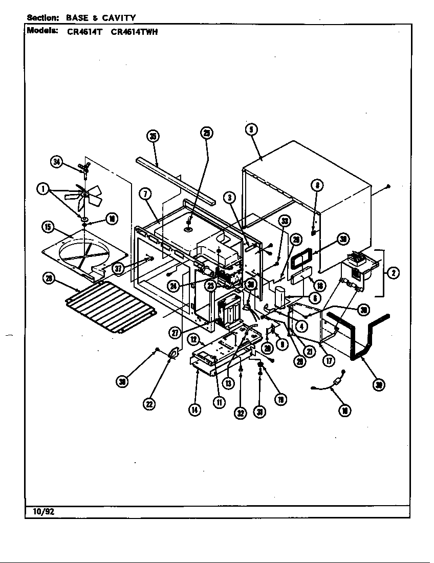 Crosley CR4614T base & cavity diagram