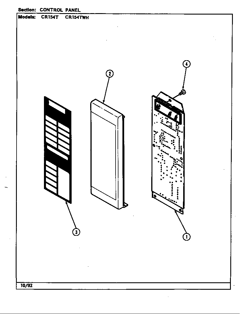 Crosley CR154T control panel diagram