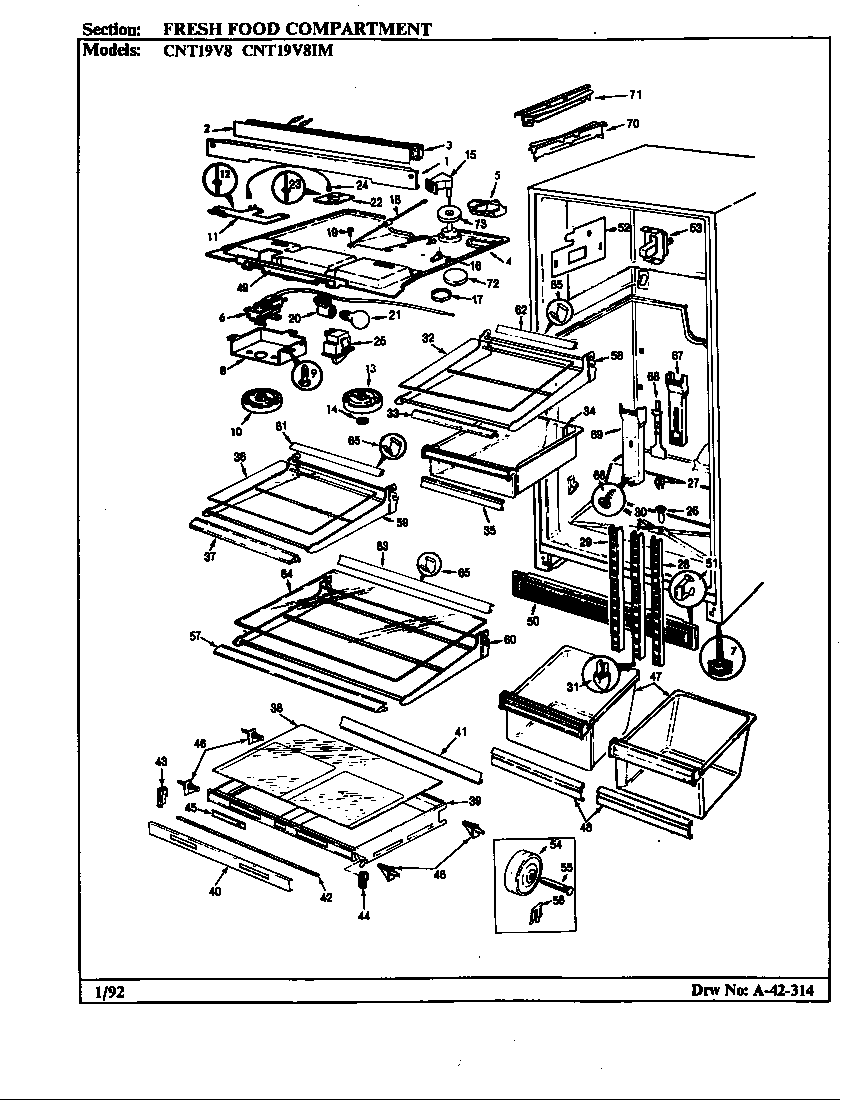 Crosley CNT19V8/BC54C fresh food compartment (cnt19v8/bc54a) (cnt19v8/bc54c) (cnt19v8a/bc54a) (cnt19v8a/bc54c) diagram