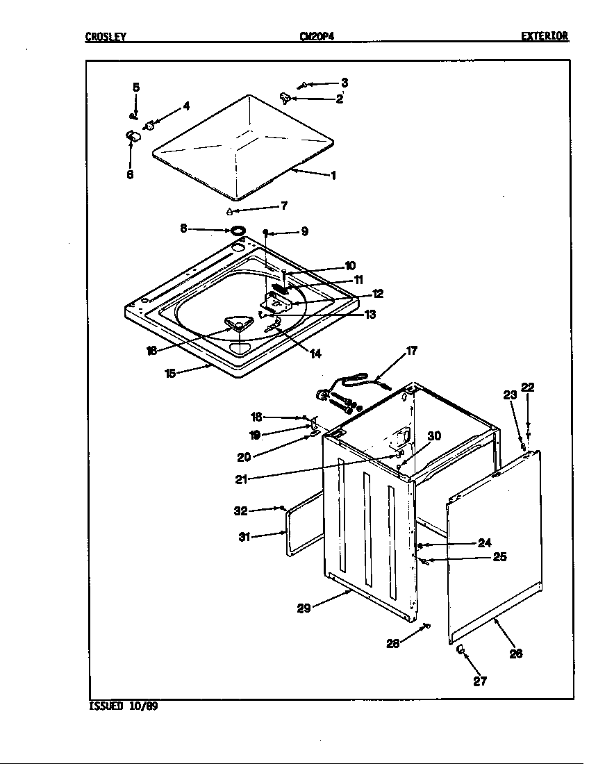 Crosley CW20P4A exterior (orig. rev. a-d) diagram