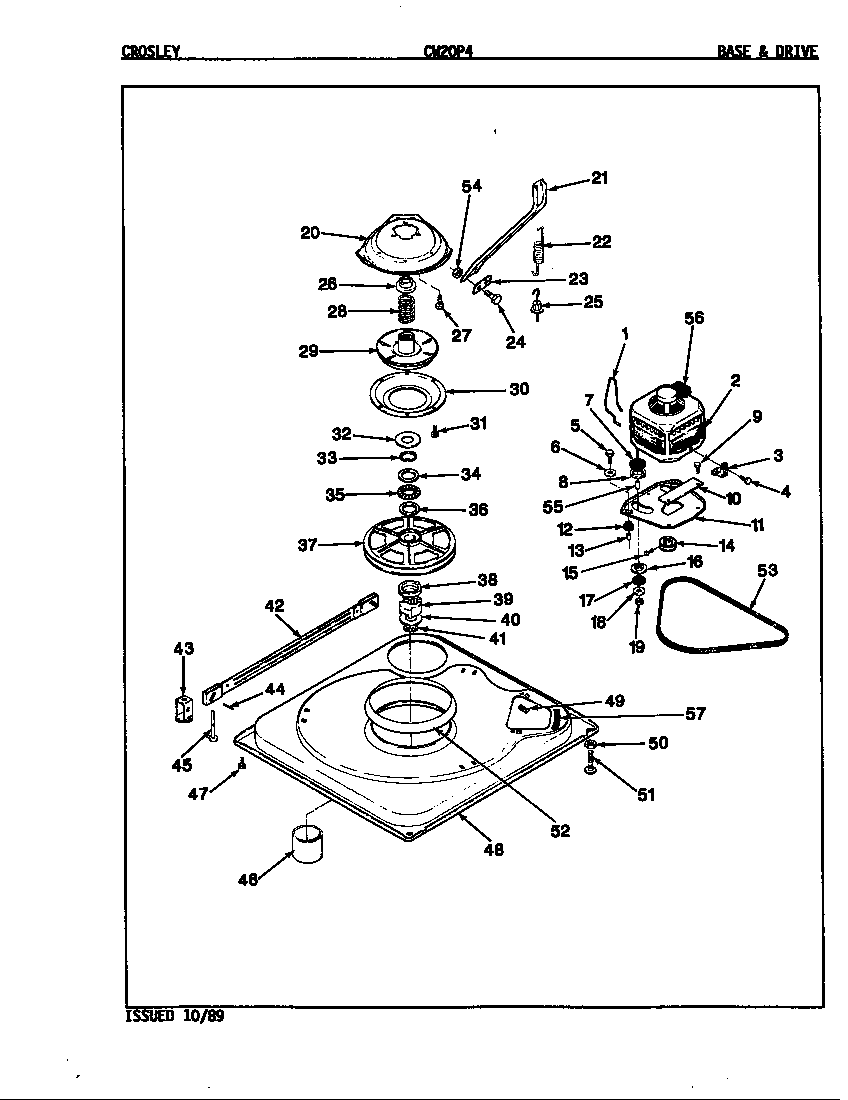 Crosley CW20P4A base & drive (orig. rev. a-d) diagram