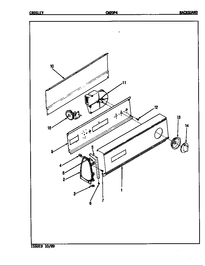 Crosley CW20P4A control panel (orig. rev. a-d) diagram