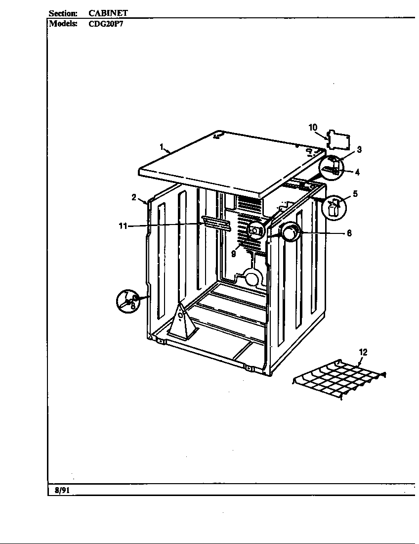 Crosley CDG20P7W cabinet diagram