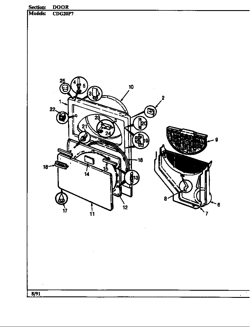 Crosley CDG20P7W door diagram