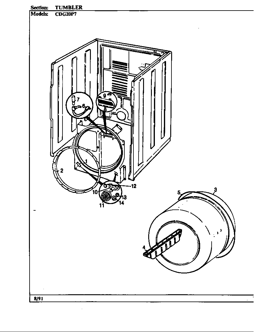 Crosley CDG20P7W tumbler diagram