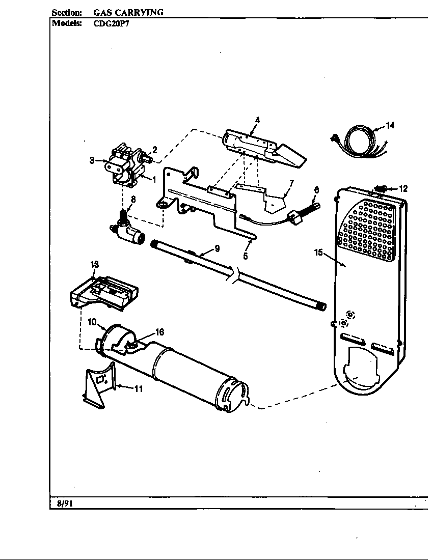 Crosley CDG20P7W gas carrying diagram