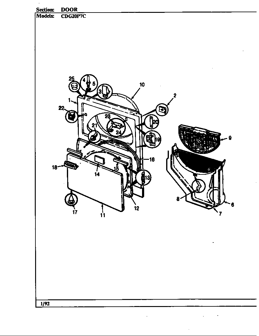 Crosley CDG20P7AC door diagram