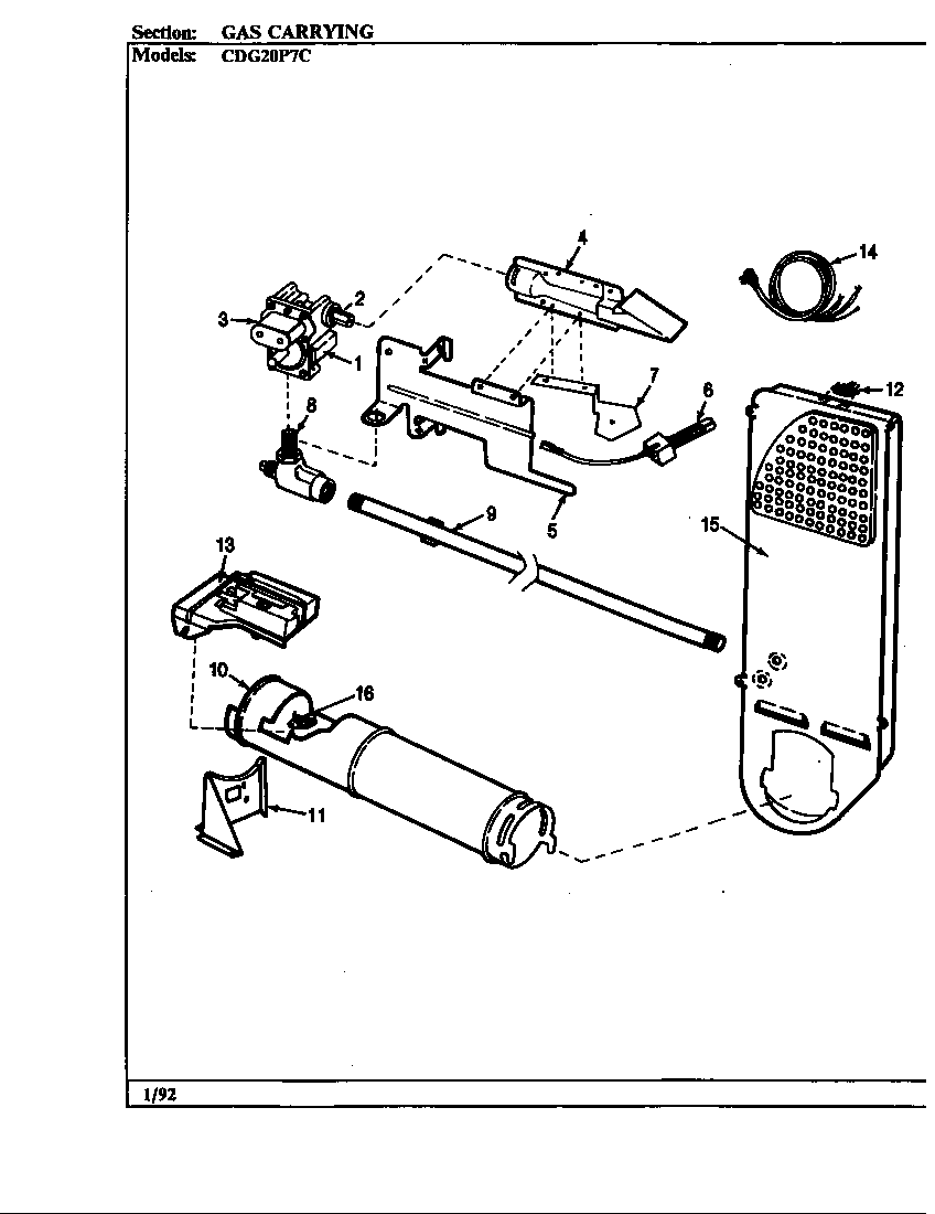 Crosley CDG20P7AC gas carrying diagram