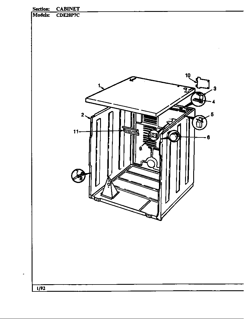 Crosley CDE20P7WC cabinet diagram