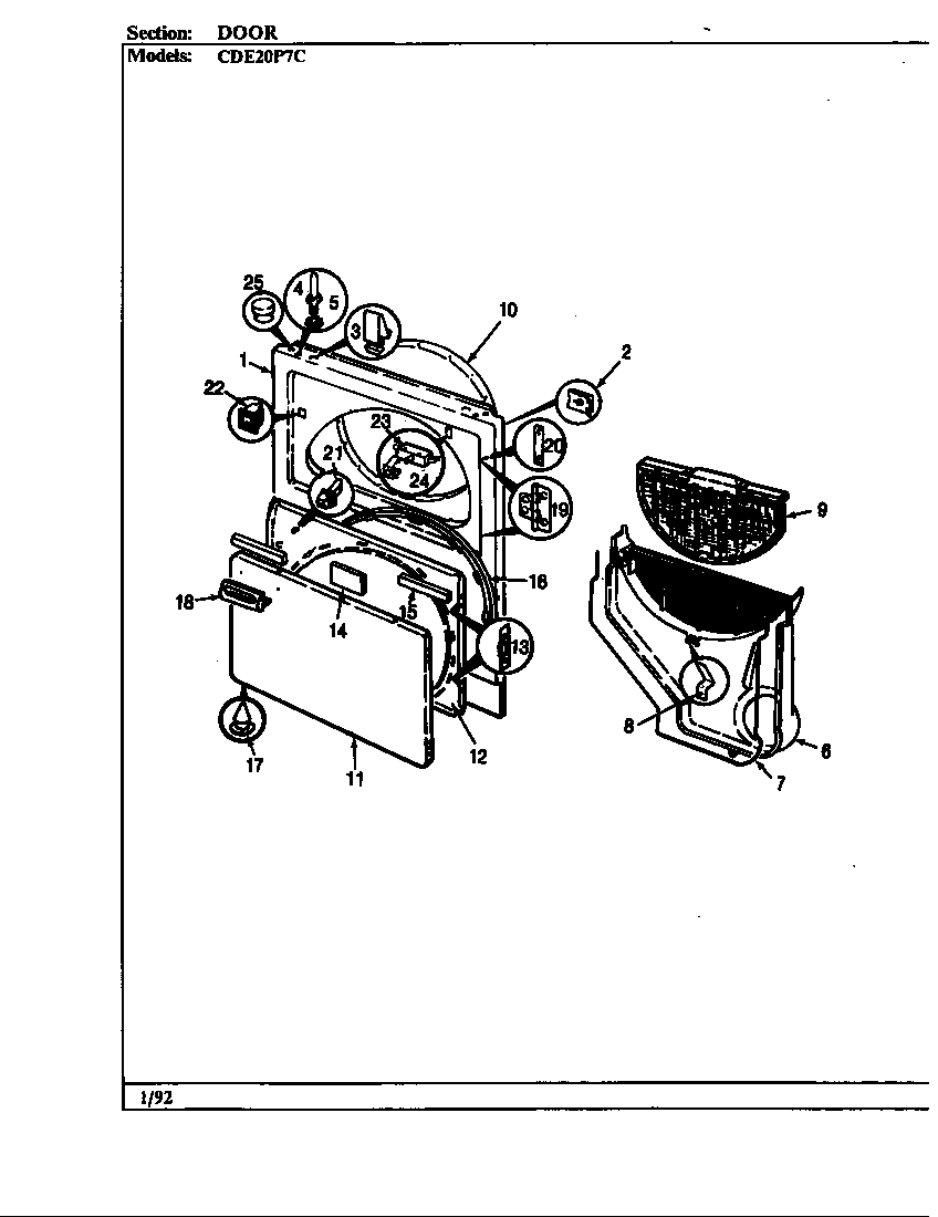 Crosley CDE20P7WC door diagram