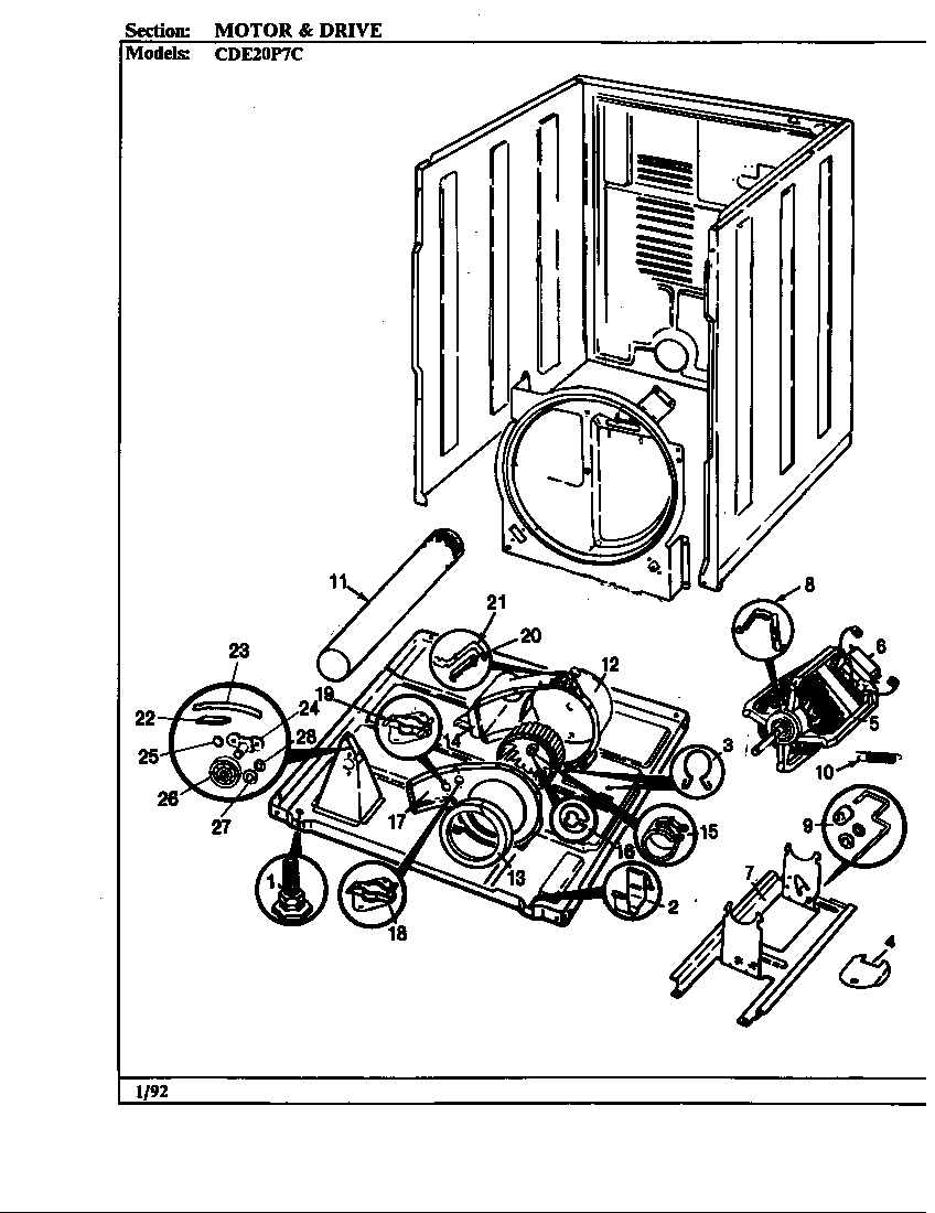 Crosley CDE20P7WC motor & drive diagram