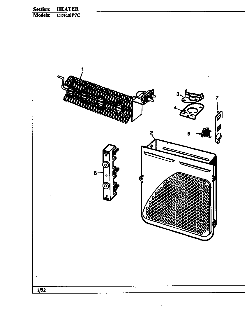 Crosley CDE20P7WC heater diagram