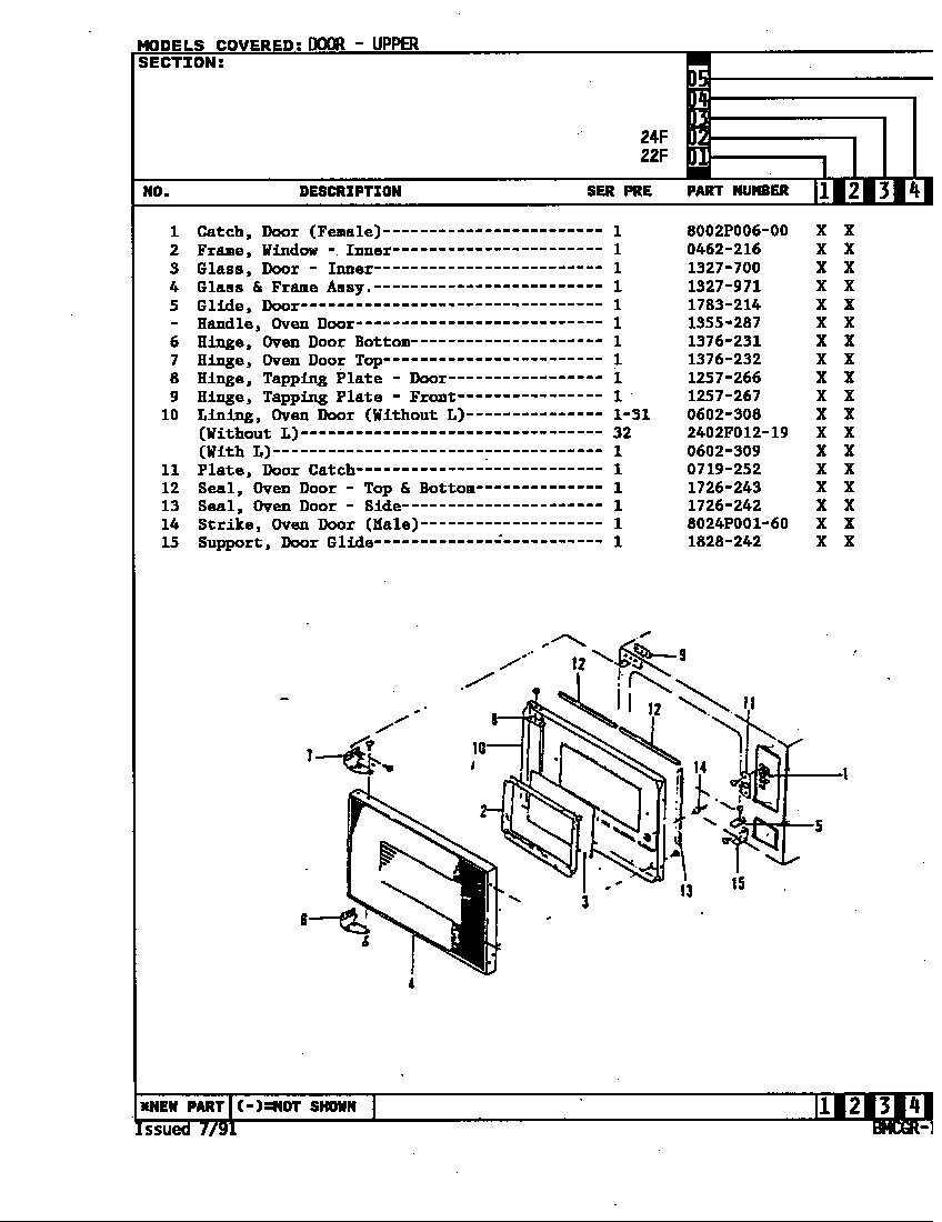 Magic Chef U22FN-2LXY-6D door (upper) diagram
