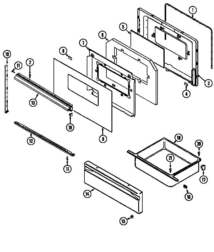 Crosley CE3531WUV door/drawer ("x" door ser.11) (ce3531xua) (ce3531xuw) diagram
