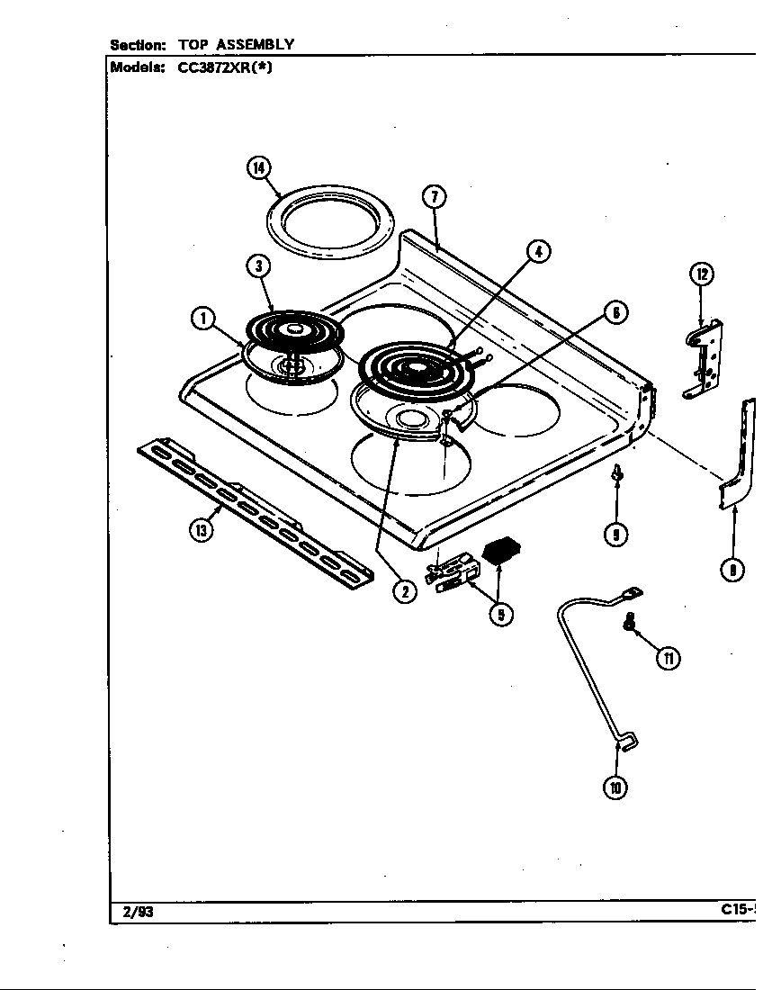 Crosley CC3872XRW top assembly diagram