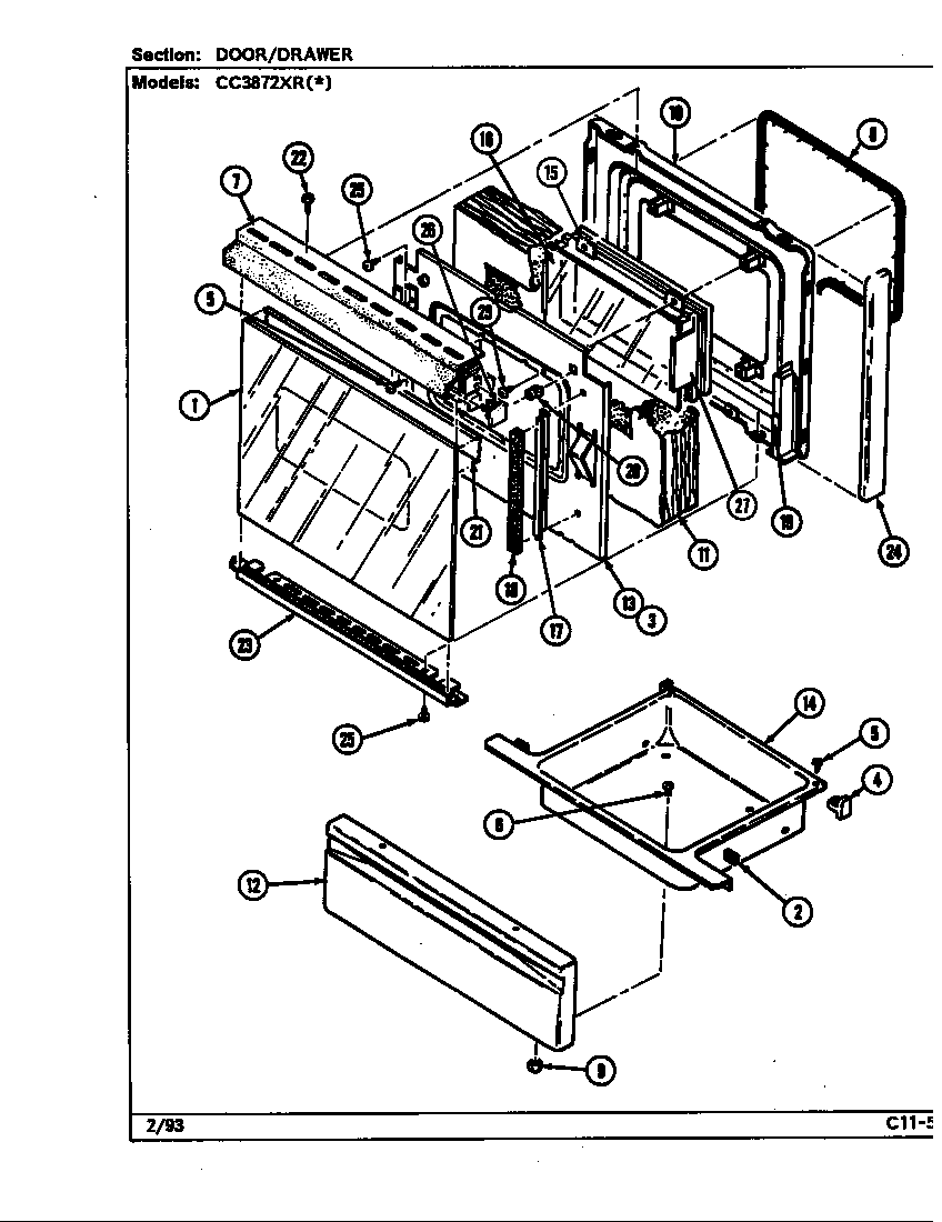 Crosley CC3872XRW door/drawer diagram