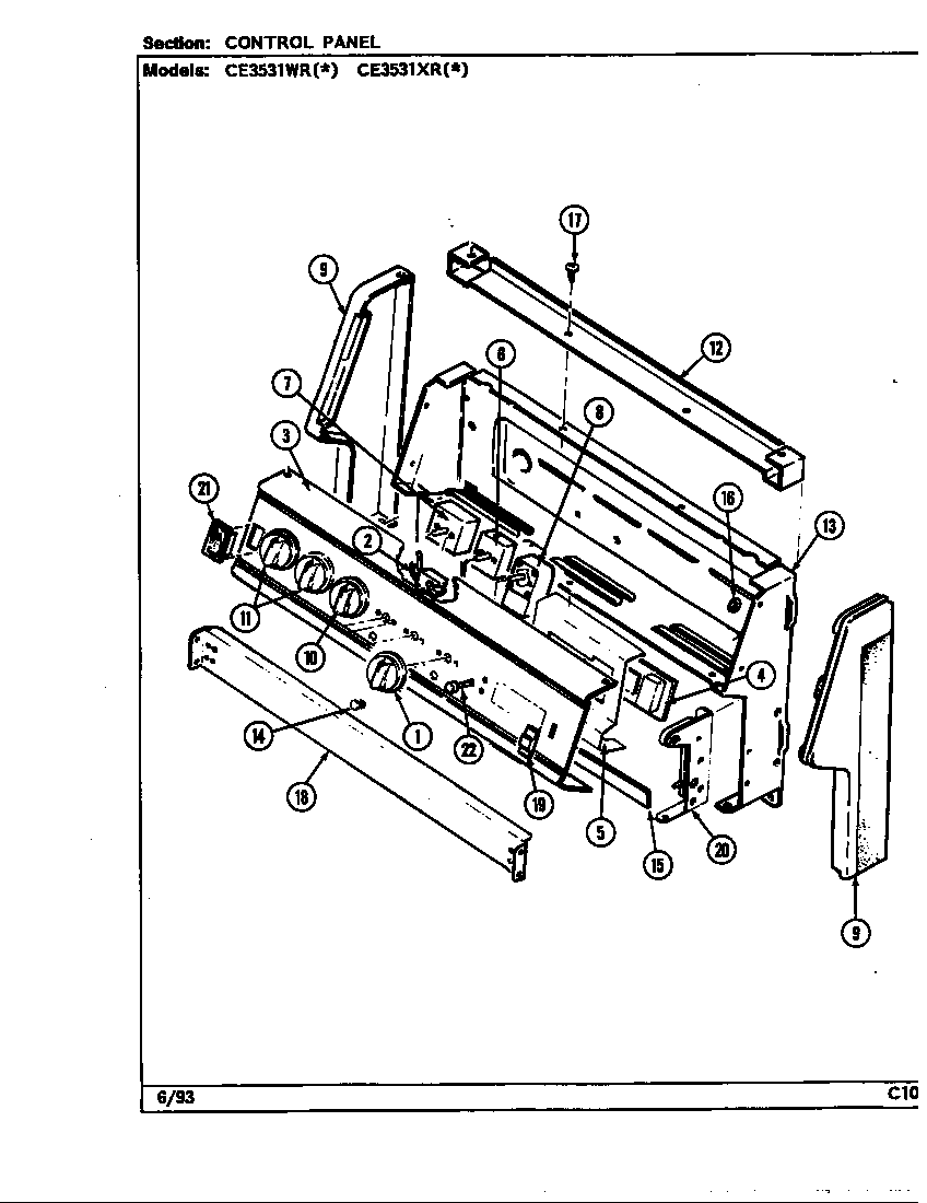 Crosley CE3531WRV control panel (ce3531wr*, ce3531xr*) (ce3531wra) (ce3531wrw) (ce3531xra) (ce3531xrw) diagram