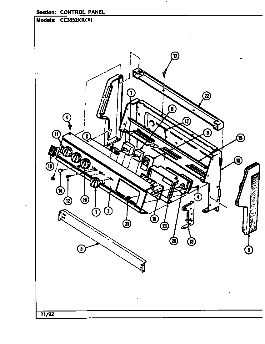 Crosley CE3531WRV control panel (ce3552xr*) (ce3552xra) (ce3552xrw) diagram