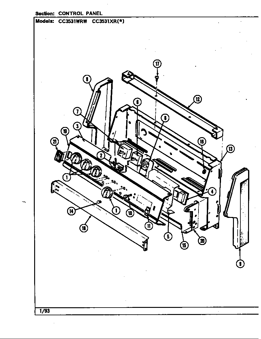 Crosley CC3531XRA control panel (cc3531wrw, cc3531xr*) (cc3531wrw) (cc3531xra) (cc3531xrw) diagram