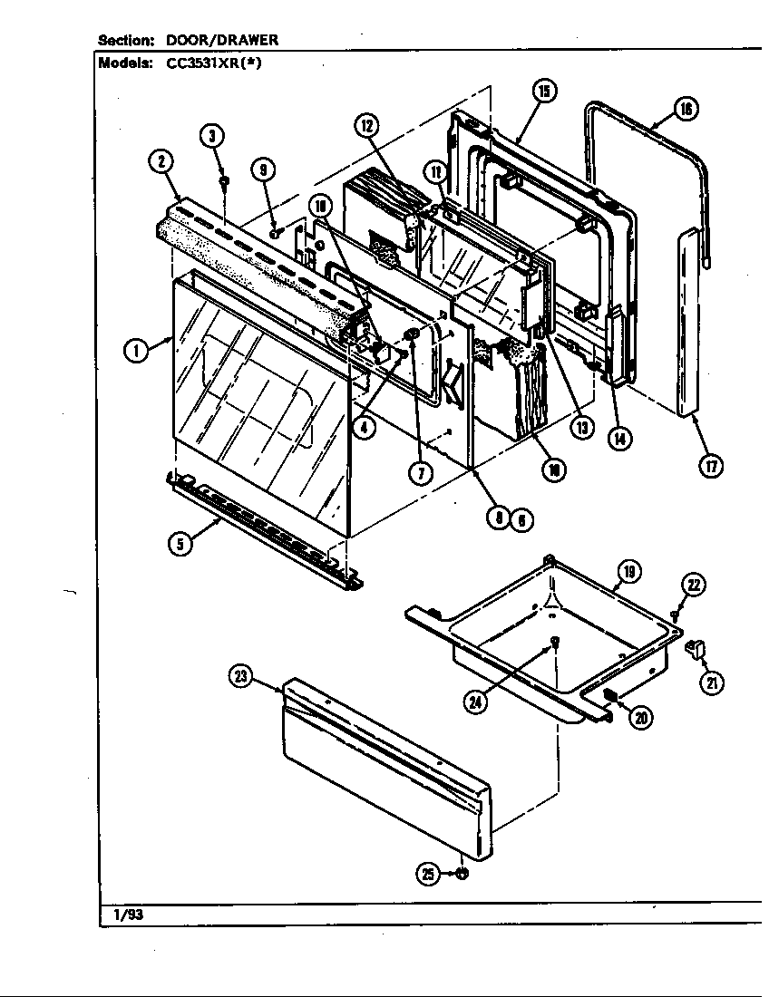 Crosley CC3531XRA door/drawer (cc3531xr*) (cc3531xra) (cc3531xrw) diagram