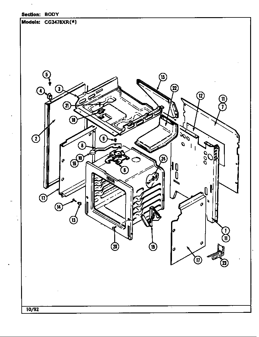 Crosley CG3478XRA body diagram