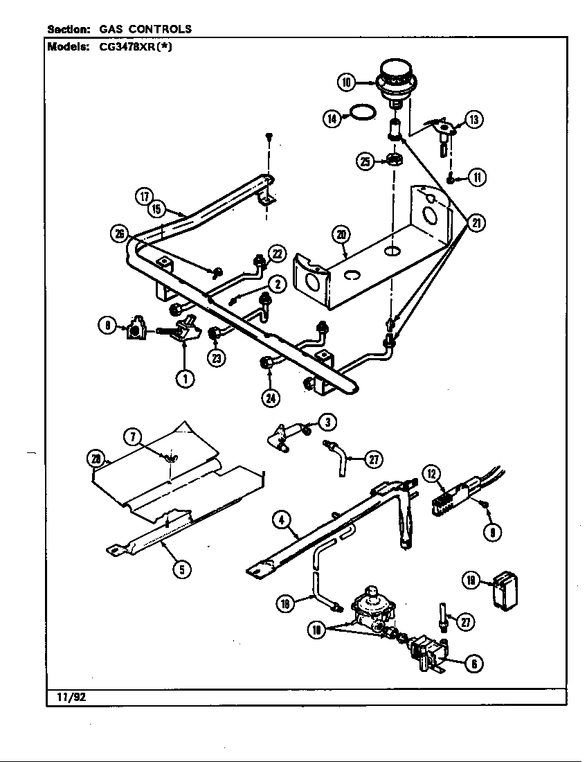 Crosley CG3478XRA gas controls diagram