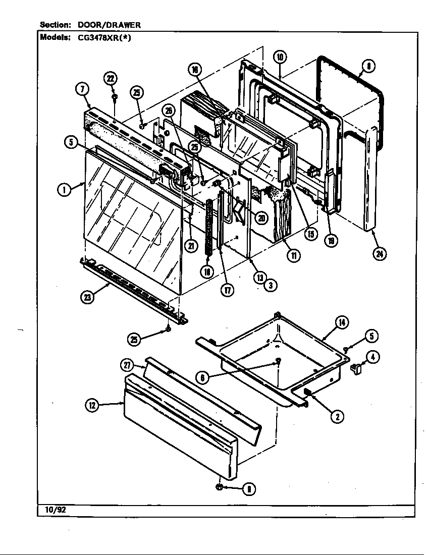 Crosley CG3478XRA door/drawer diagram