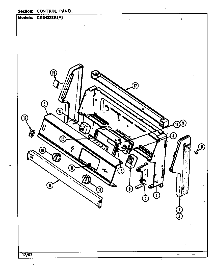 Crosley CG3432SRW control panel diagram