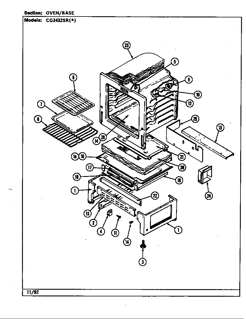 Crosley CG3432SRW oven diagram