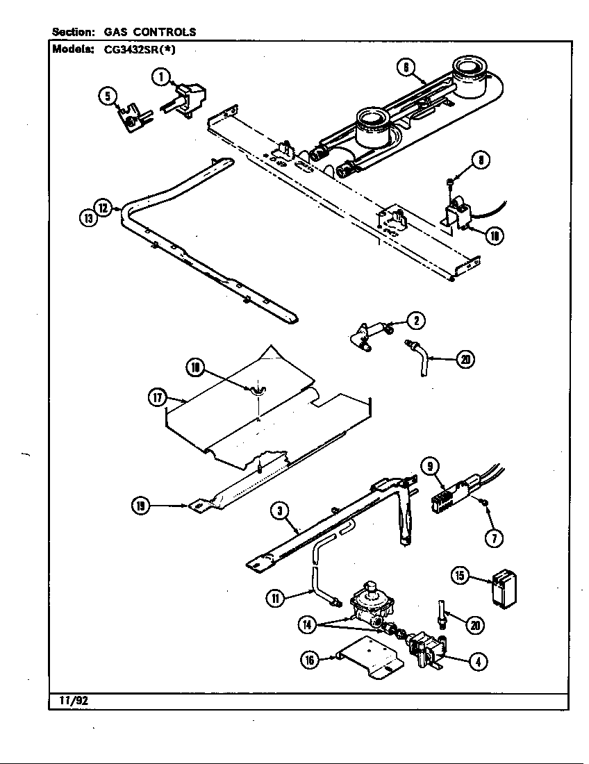 Crosley CG3432SRW gas controls diagram