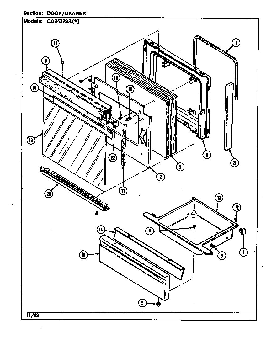 Crosley CG3432SRW door/drawer (cg3432sr*) (cg3432sra) (cg3432srw) diagram