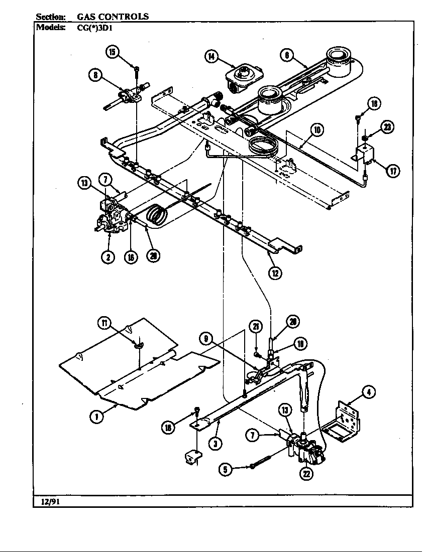 Crosley CGA3D1K gas controls (cg*3d1) (cga3d1) (cgw3d1) diagram