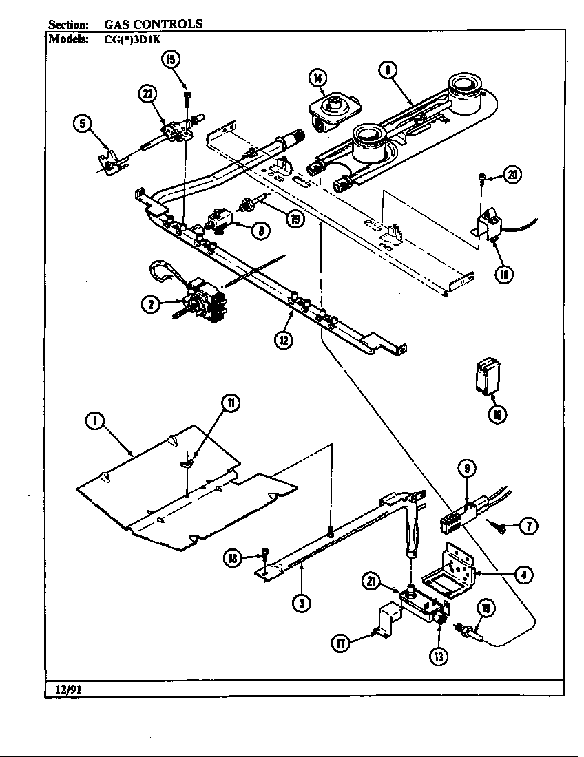 Crosley CGA3D1K gas controls (cg*3d1k) (cga3d1k) (cgw3d1k) diagram