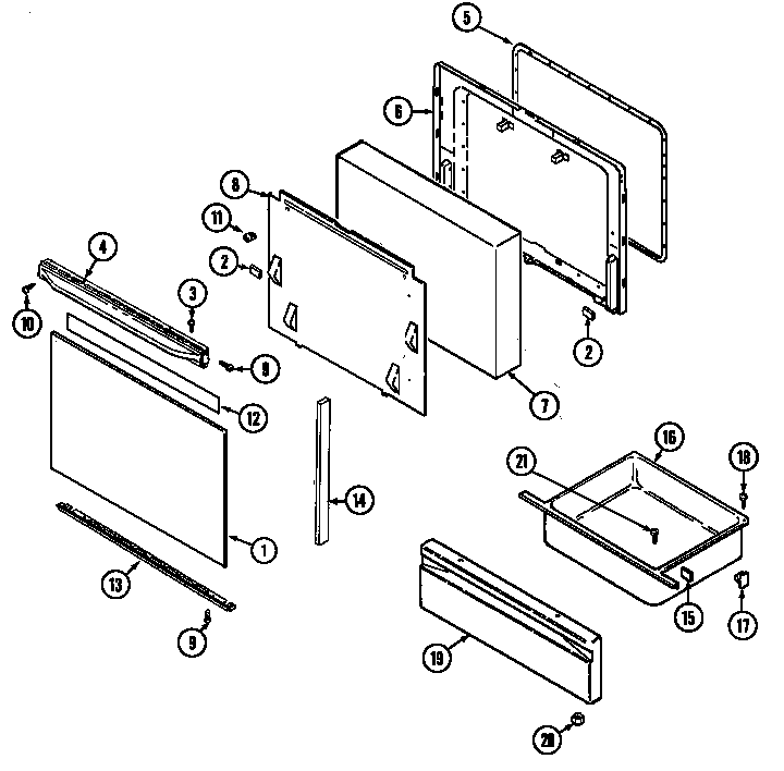 Crosley CE3832XRA door/drawer (sra/srw serial 49) (ce3832sra) (ce3832srw) diagram