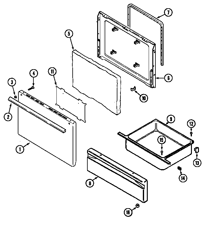 Crosley CE3520SRA door/drawer (ce3510pr*) (ce3510prv) (ce3510pra) (ce3510prw) diagram