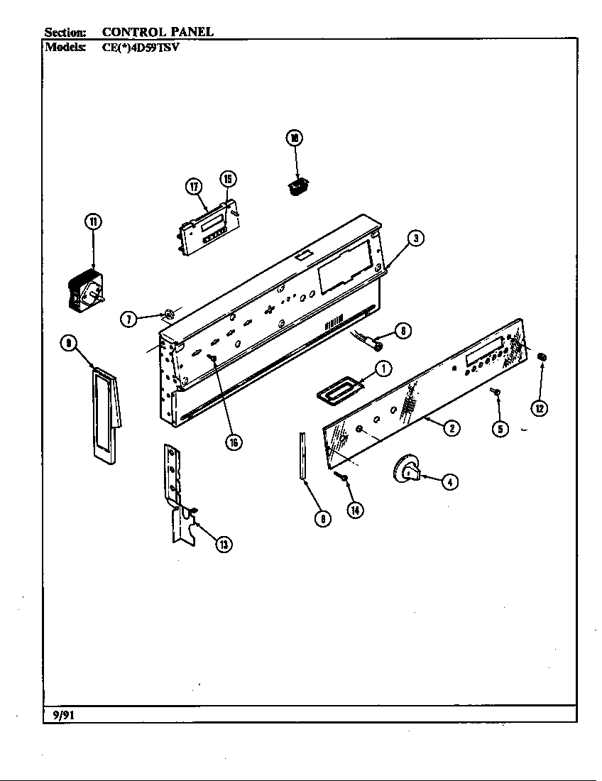 Crosley CEA4D59TSV control panel diagram