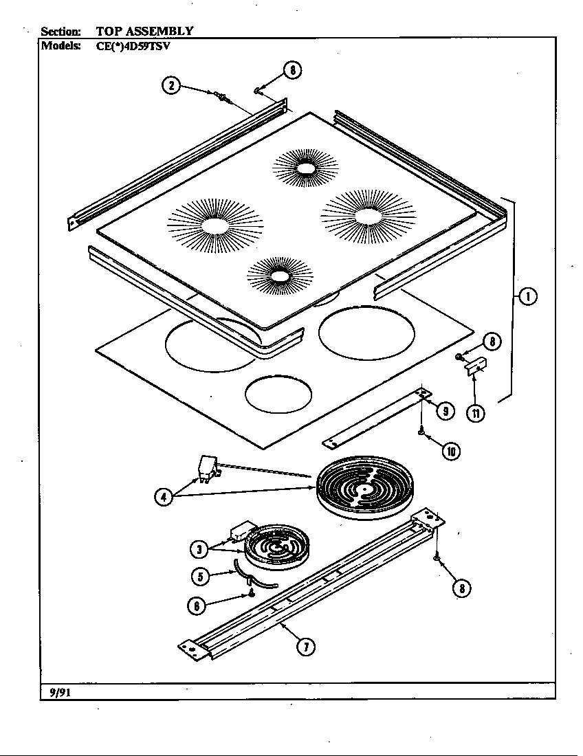 Crosley CEA4D59TSV top assembly diagram