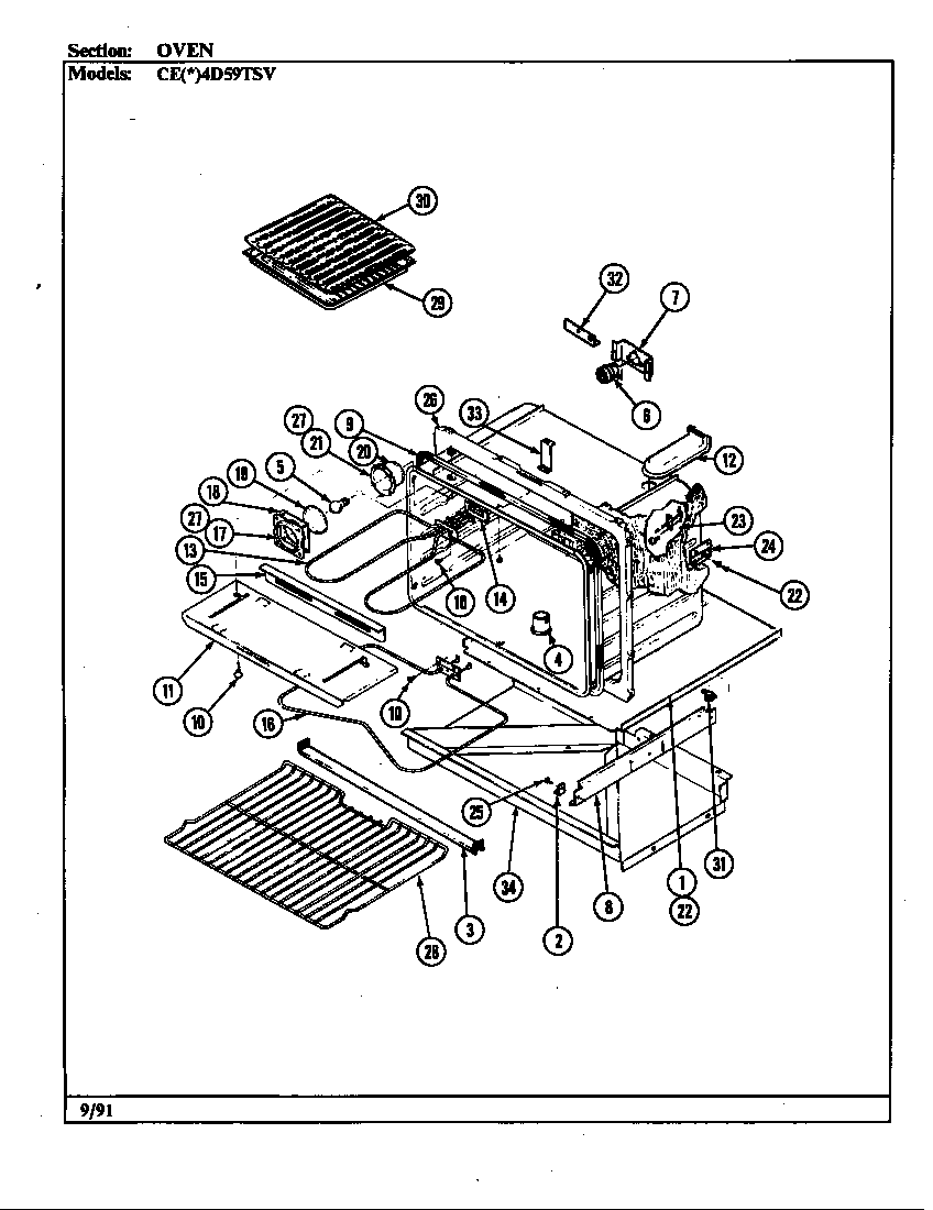 Crosley CEA4D59TSV oven diagram