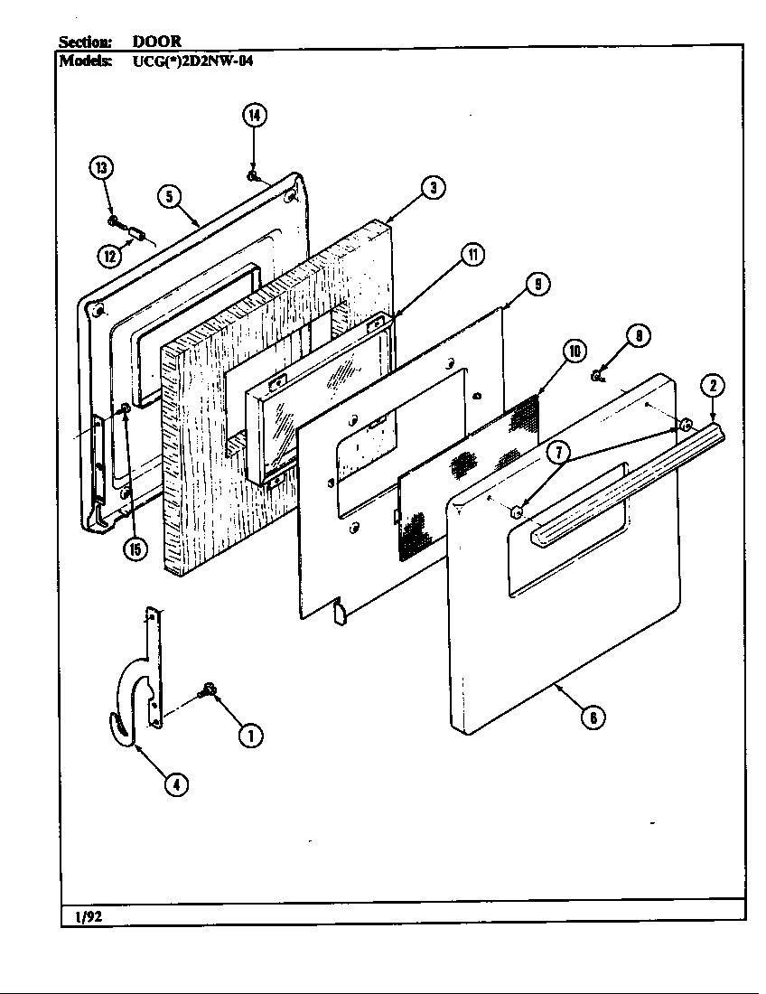 Crosley UCGA2D2NW-AD door diagram