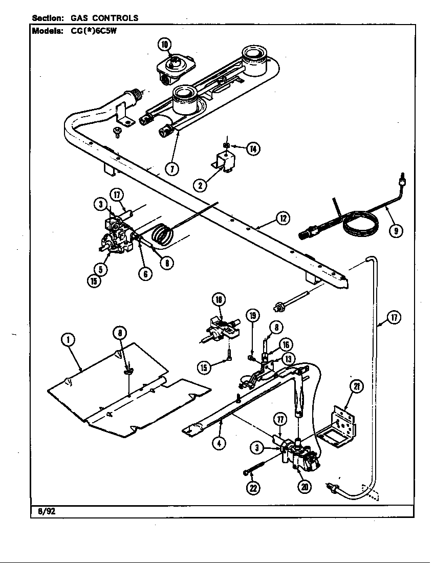 Crosley CGA6C5W gas controls diagram