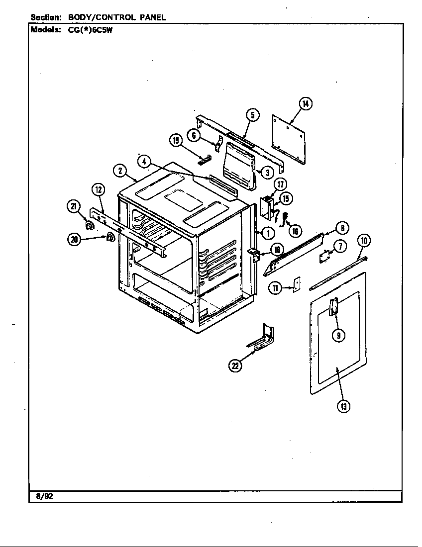 Crosley CGA6C5W body (cg*6c5w) diagram