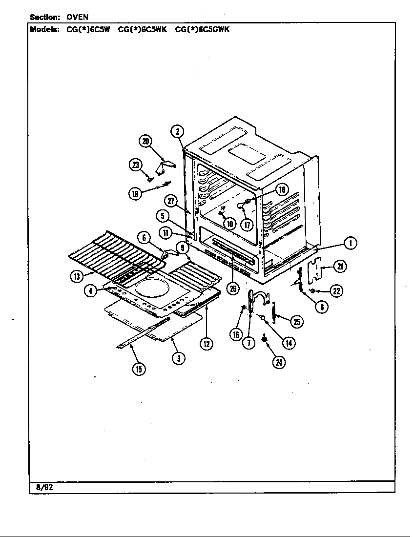 Crosley CGW6C5GWK oven diagram