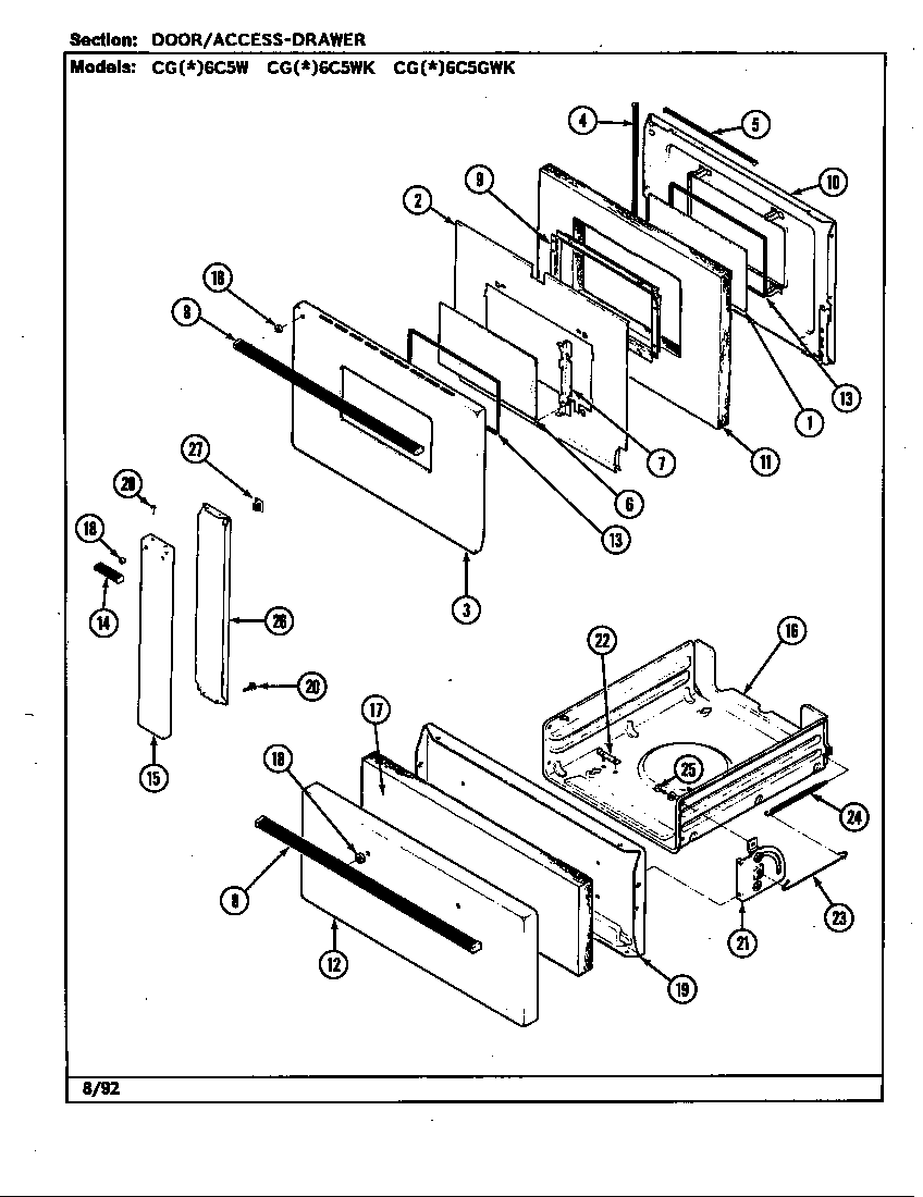 Crosley CGW6C5GWK door/drawer diagram