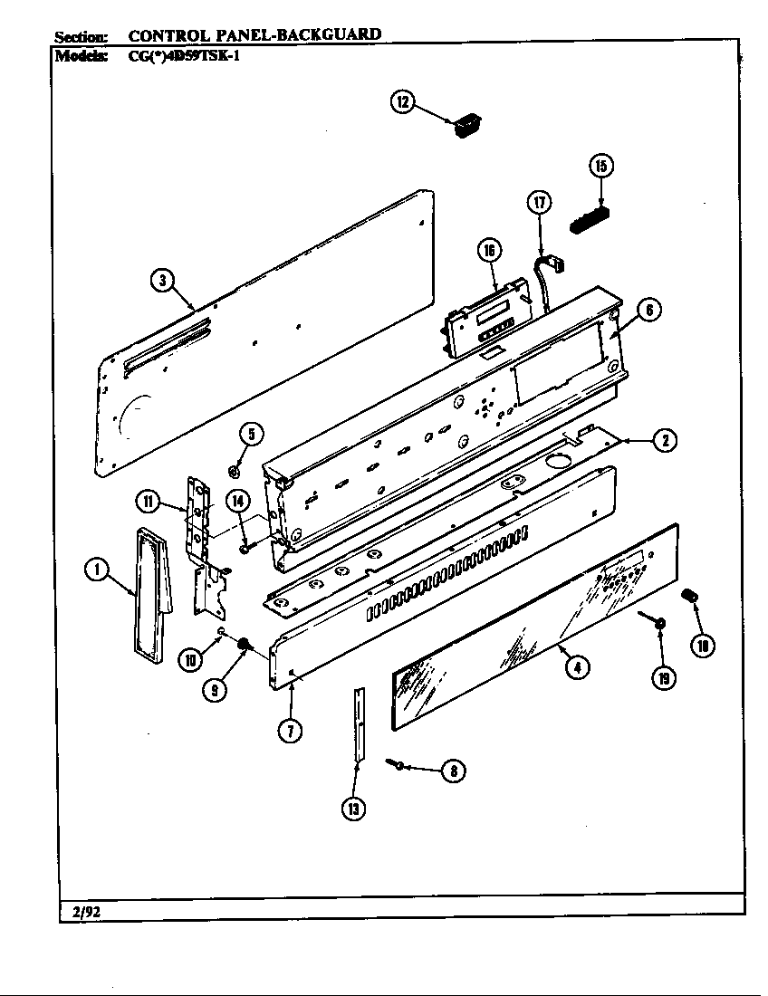 Crosley CGW4D59TSK-1 control panel diagram
