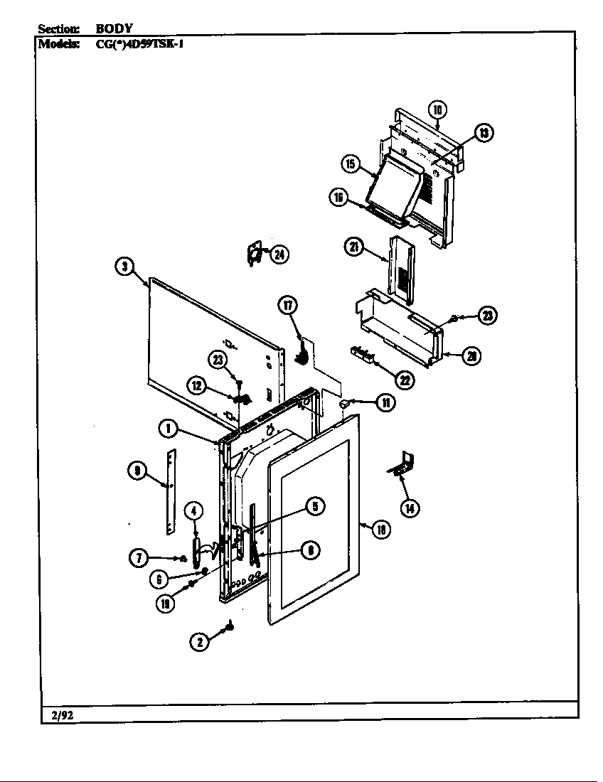 Crosley CGW4D59TSK-1 body diagram