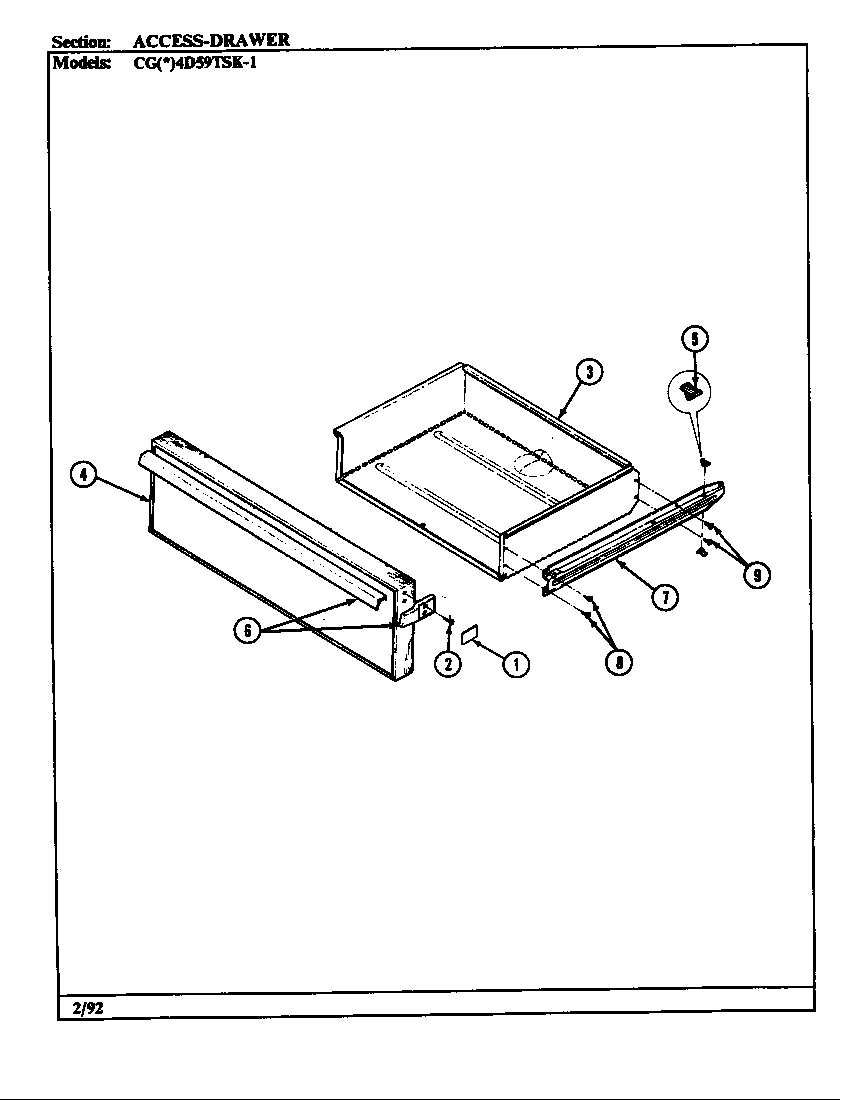 Crosley CGW4D59TSK-1 drawer diagram