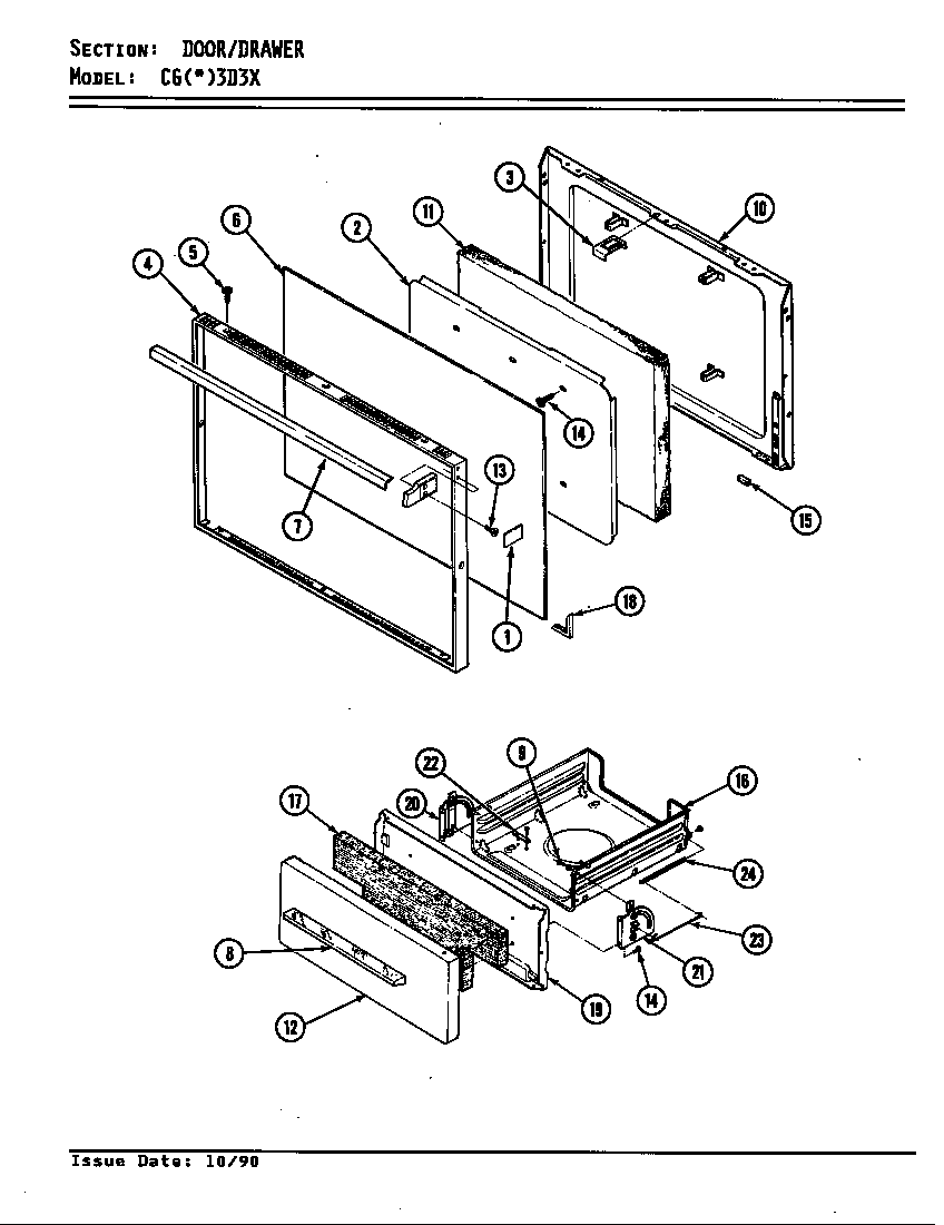 Crosley CGW3D3X door/drawer diagram