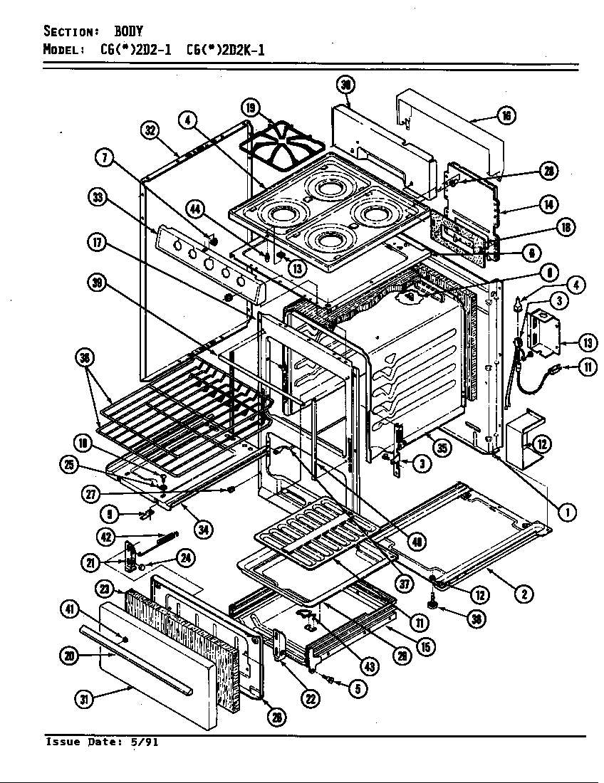 Crosley CGW2D21 body diagram